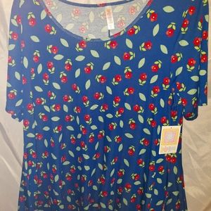 LuLaRoe 2XL  Blue with Red Flowers NWT